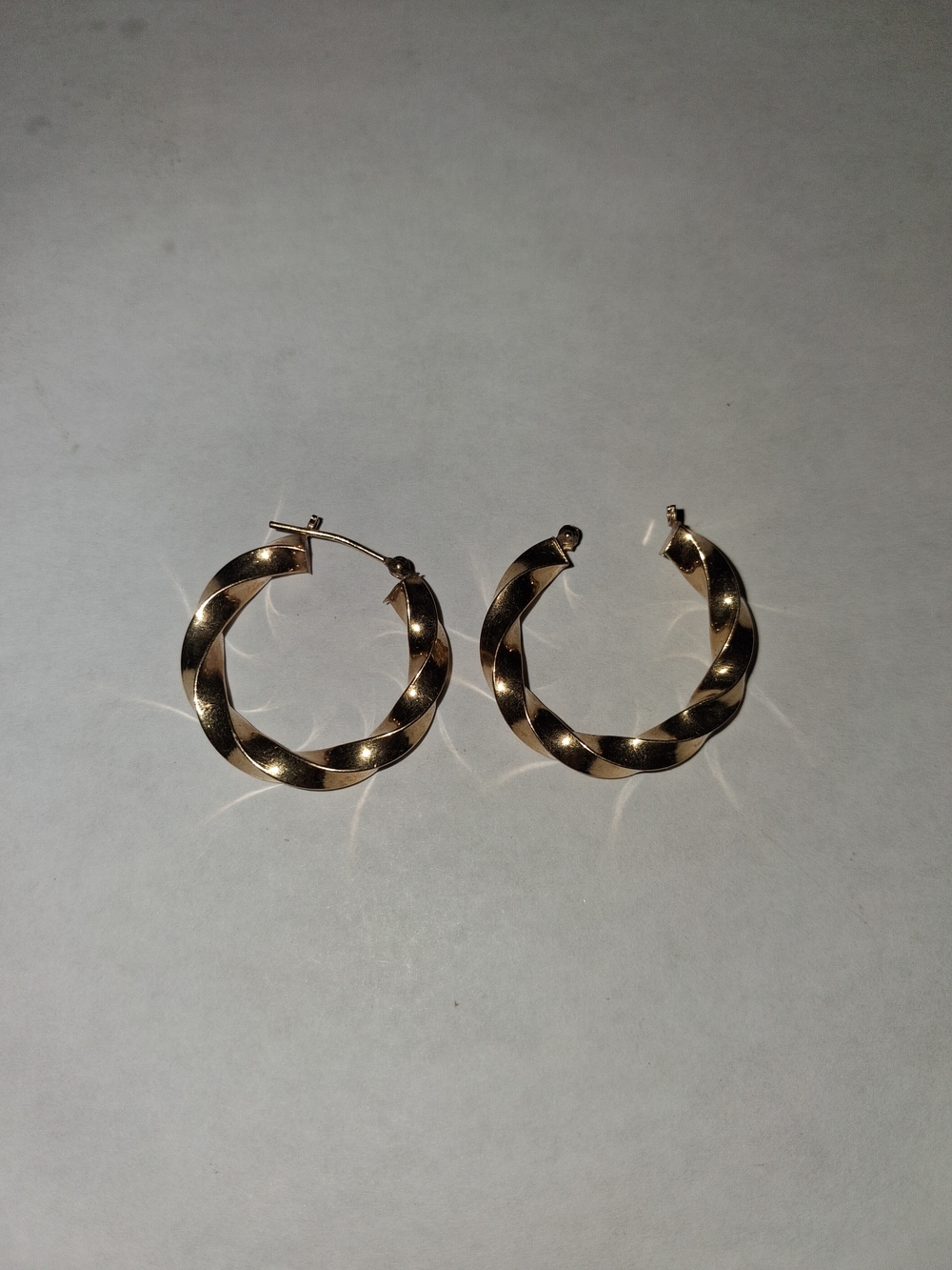 Solid 14K Gold Twisted Hoop Earrings